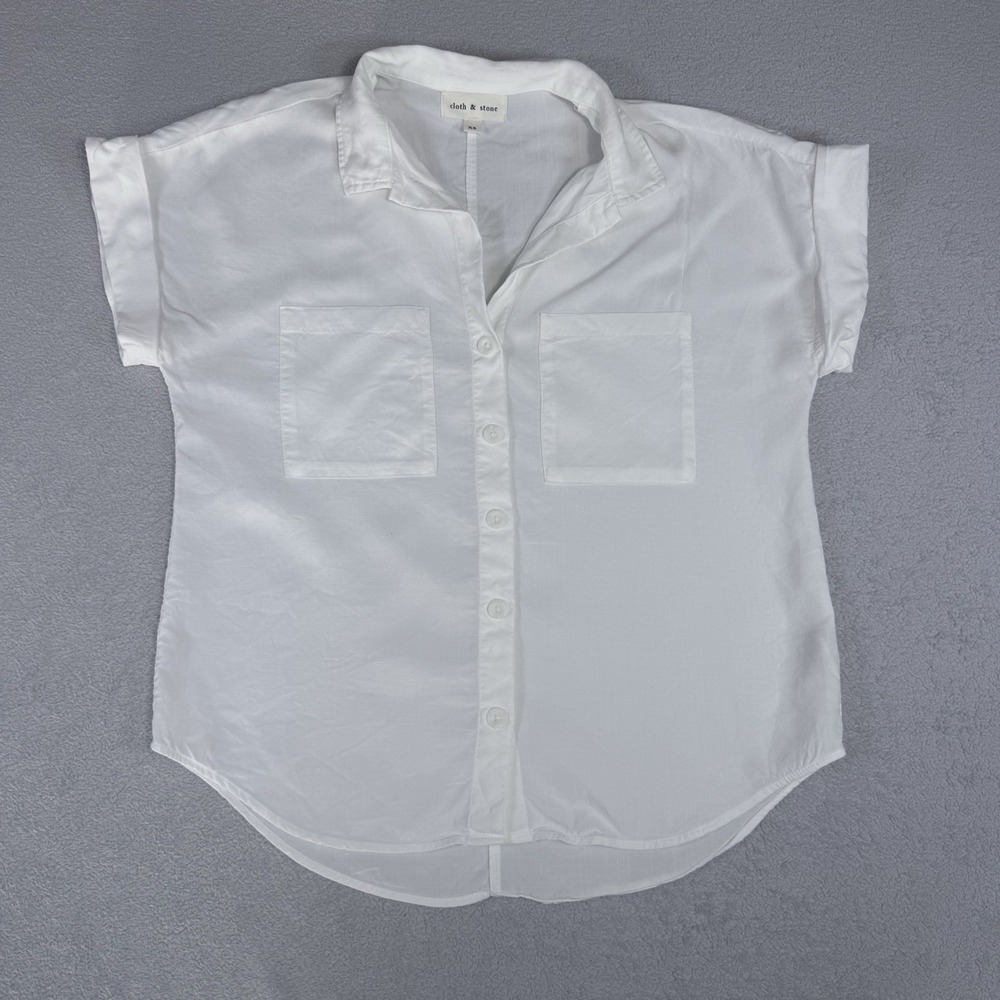 Cloth & Stone Anthropologie Tencel Lyocell White  Button Down Shirt Extra Small